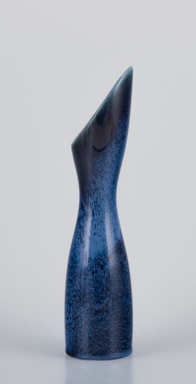 Stig Lindberg for Gustavsberg, Sweden. "Azur" ceramic vase with glaze in azure blue shades. Hand-painted.