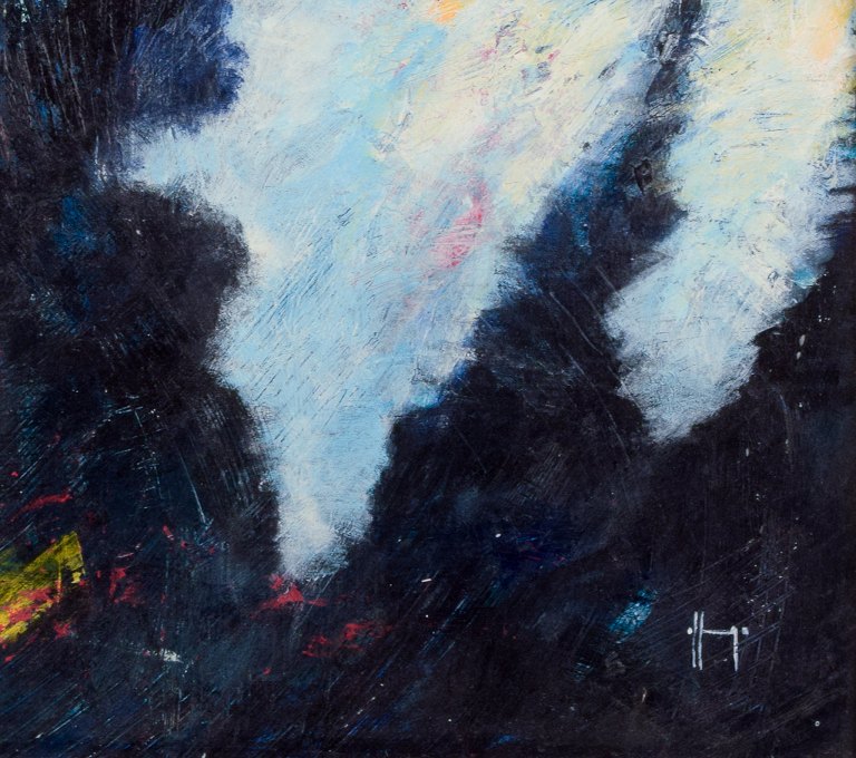 Swedish artist, oil on board.Abstract composition.