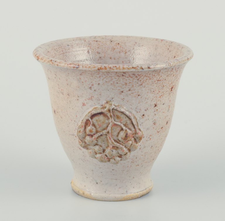 Bente Hansen (born 1943), Danish ceramic artist.Unique ceramic vase. Glazed in sandy tones.