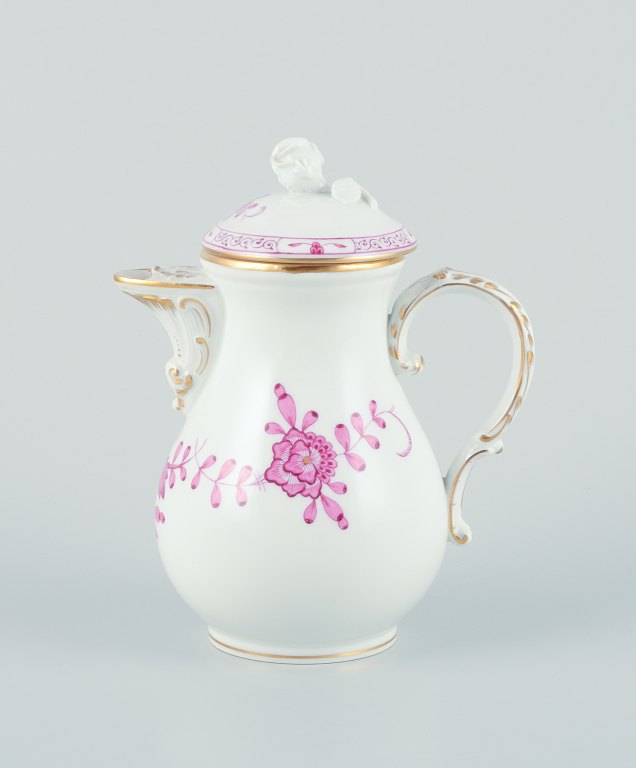 Meissen, Germany,  Pink Indian. Porcelain mocha (demitasse) pot.Hand-painted.