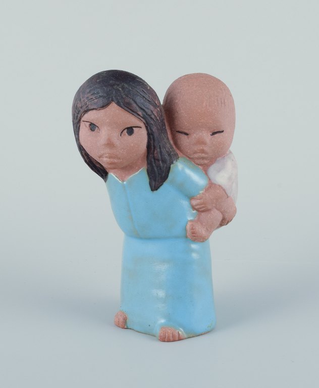 Lisa Larson for Gustavsberg. Stoneware figurine "Öst" (East) from the series "All världens barn" (Children of the World).