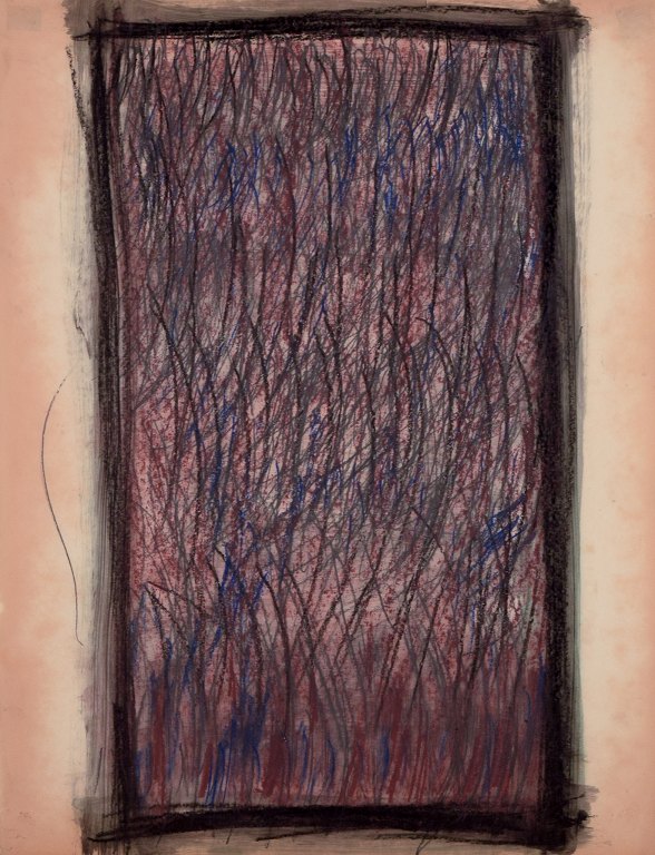 Monique Beucher (1934), French artist. Mixed media on paper.Abstract composition. Colorful palette.