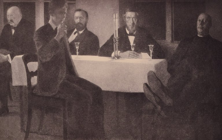 Efter Vilhelm Hammershøi, "Fem portrætter". Interiør.Tryk på papir udgivet i 1902 på Alfred Jacobsens kunstforlag.