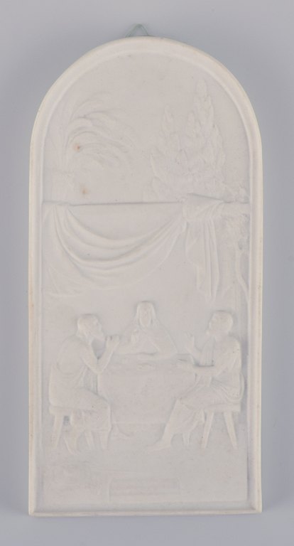 Bertel Thorvaldsen for Royal Copenhagen. Sjældent Relief i biscuit. Kristus i Emaus.