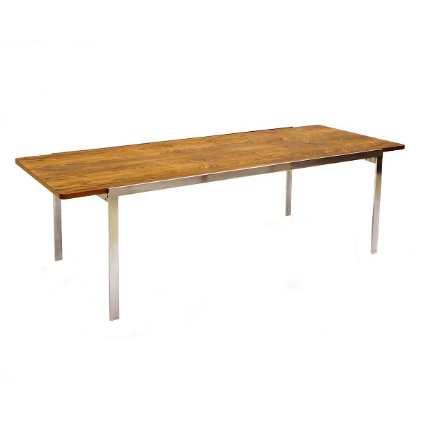 Arne Jacobsen, Denmark, AJ 3501, chrome and rosewood coffee table. Nice condition with small signs of use. H: 48cm. Top: 150x60cm