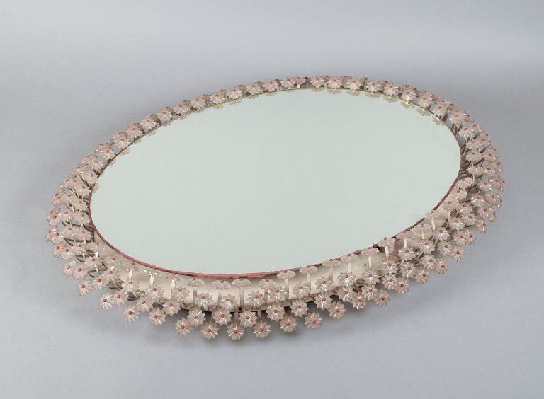 Emil Stejnar for Rupert Nikoll. Illuminated mirror surrounded by acrylic plastic flowers with steel stems.
