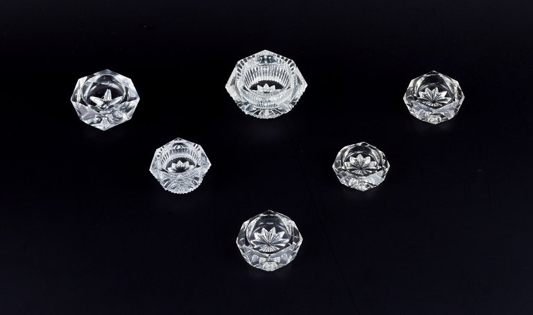 Fåglavik Glasbruk (1874-1980), Sweden.Six salt cellars in handmade clear glass.