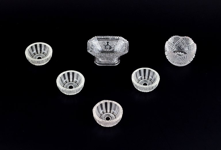 Fåglavik Glasbruk (1874-1980), Sweden.Six salt cellars in handmade clear glass.