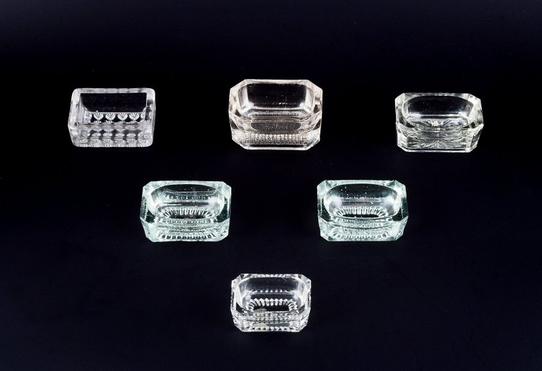 Fåglavik Glasbruk (1874-1980), Sweden.Six salt cellars in handcrafted clear glass.