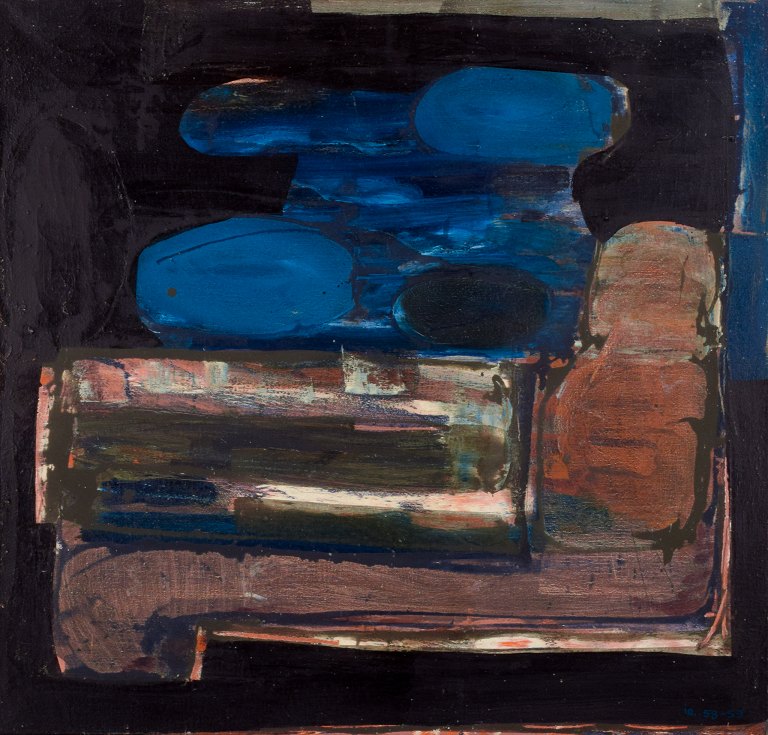 Ingvar Engdahl (1928-1992), listed Swedish artist. Oil on canvas.Abstract composition.