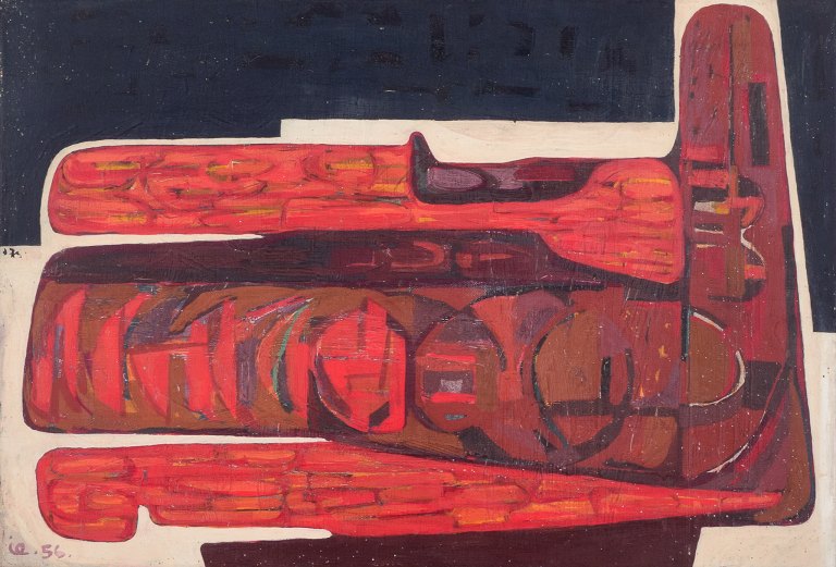 Ingvar Engdahl (1928-1992), svensk kunstner. Olie på lærred.Abstrakt komposition.