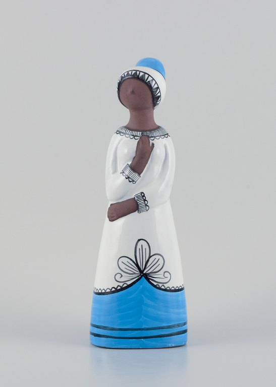 Mari Simmulson (1911-2000) for Upsala Ekeby, Sweden.Large ceramic figurine of a woman. Hand-decorated.