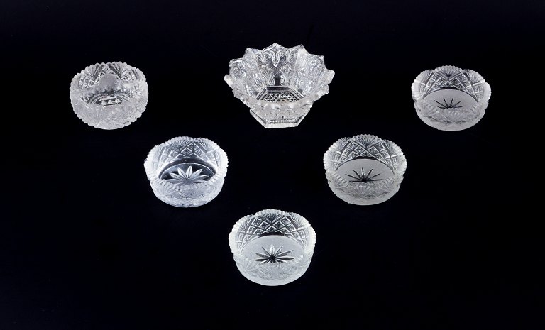 Fåglavik Glasbruk (1874-1980), Sweden.Six salt cellars in clear handmade glass.