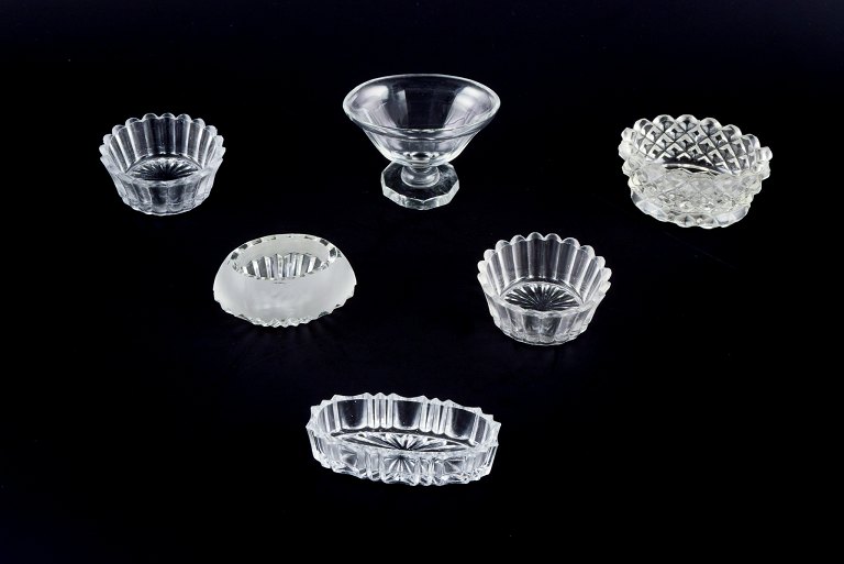 Fåglavik Glasbruk (1874-1980), Sweden.Six salt cellars in clear handmade glass.