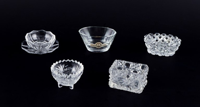 Fåglavik Glasbruk (1874-1980), Sweden.Five salt cellars in clear handmade glass.