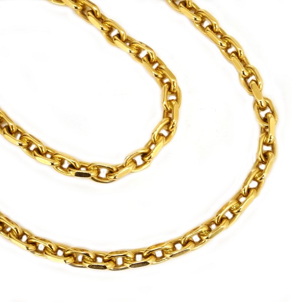 14kt gold anchor necklace and bracelet by Bjarne Nordmark Henriksen, Denmark. Necklace L: 41cm. Bracelet L: 19,5cm
