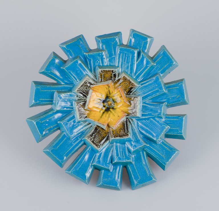 Bengt Berglund for Gustavsberg, Sweden. Rare ceramic wall relief in the shape of a flower.