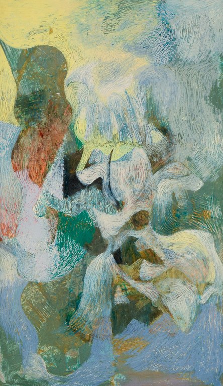 Scandinavian artist. Oil on panel. Abstract composition with a colorful palette and impasto brushwork.