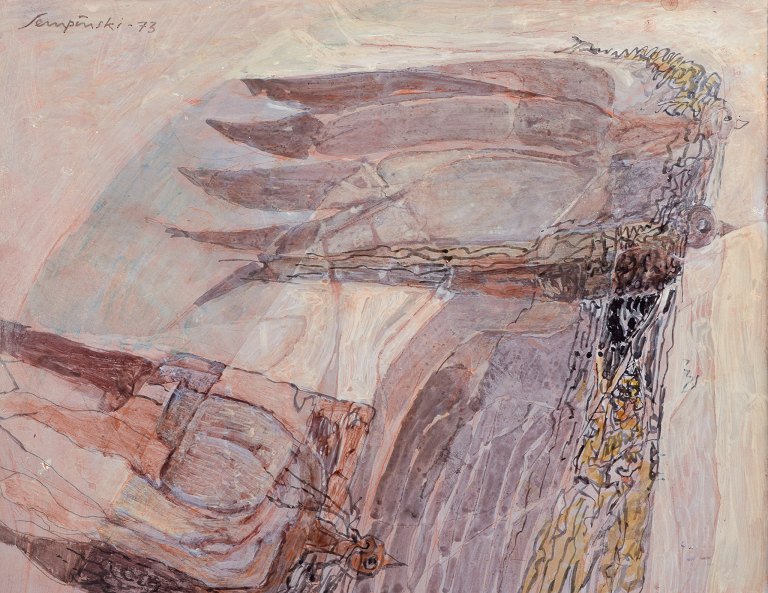 Tadeusz-Marya (Teddy) Sempinski (1927-1998), polsk/svensk kunstner. Akryl på malerplade.
