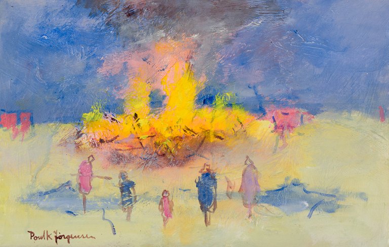 Poul K. Jörgensen (born 1934), Swedish artist. Oil on board.Abstract style. Valborg
