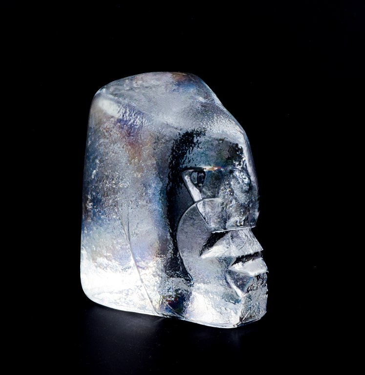 Erik Höglund for Kosta Boda, Swedish glass artist.Rare sculpture in art glass. Matte glass. A man