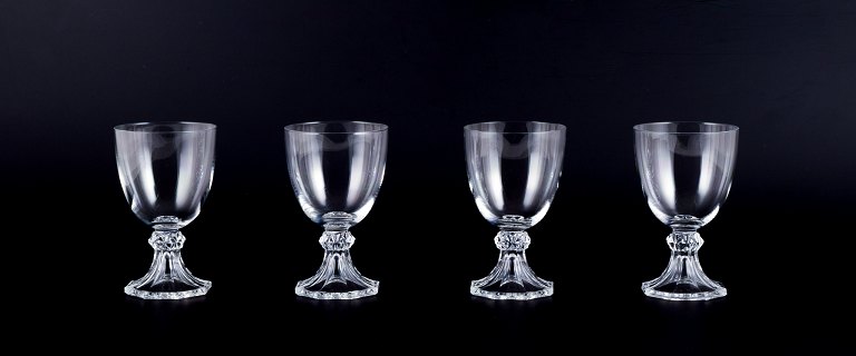 Val Saint Lambert, Belgium. A set of four red wine glasses in mouth-blown crystal glass.
