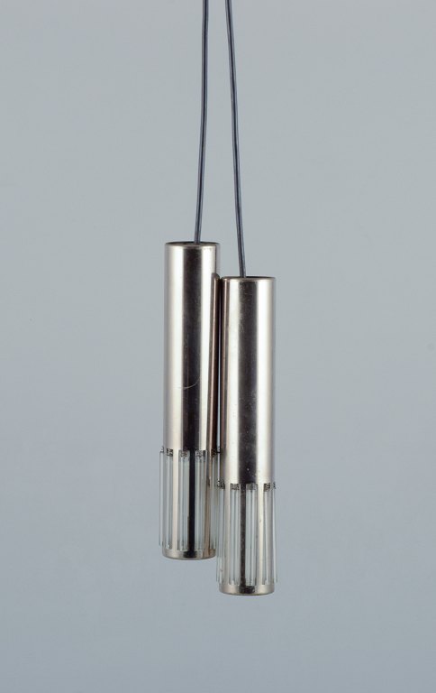 Schmahl & Schulz, Germany. A pair of ceiling pendants in stainless steel and acrylic glass.