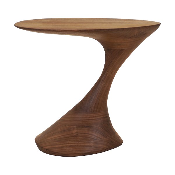 Oval walnut lamp table by Morten Stenbæk, Denmark. Signed Morten Stenbæk. H: 47cm. Top: 54x35cm