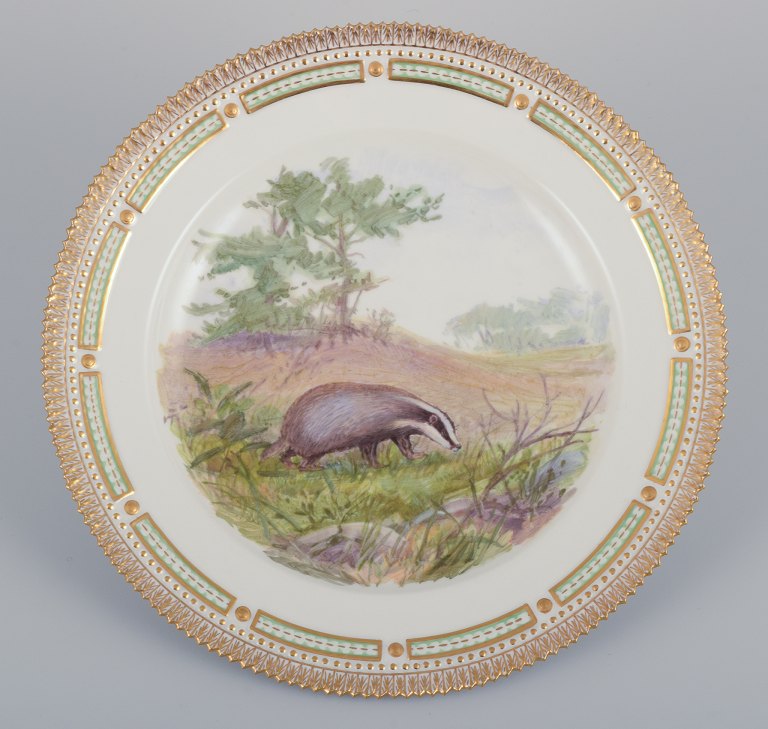 Royal Copenhagen Fauna Danica. Porcelain plate.Hand-painted with a motif of a badger.