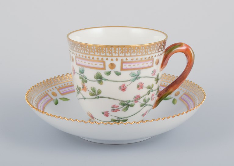 Royal Copenhagen Flora Danica coffee cup with saucer.Hand-painted.