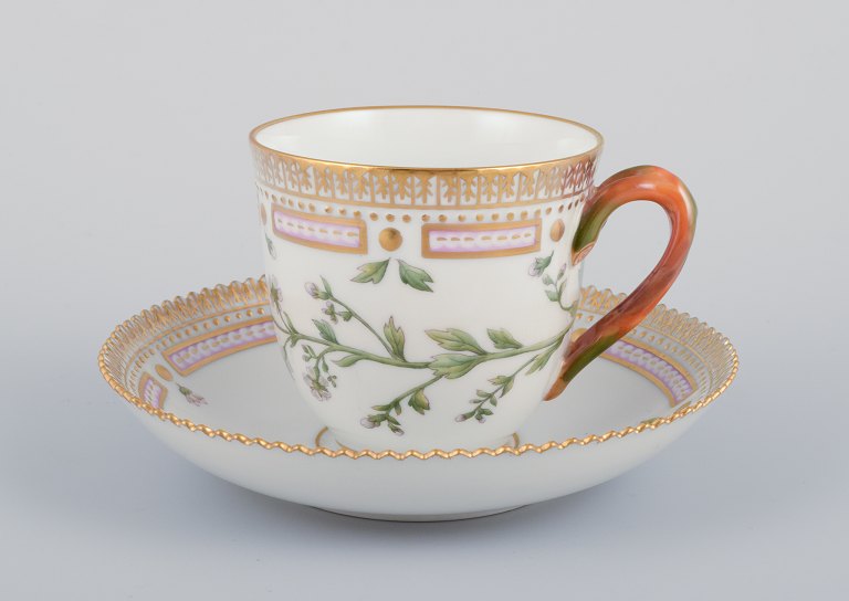Royal Copenhagen Flora Danica coffee cup with saucer.Hand-painted.
