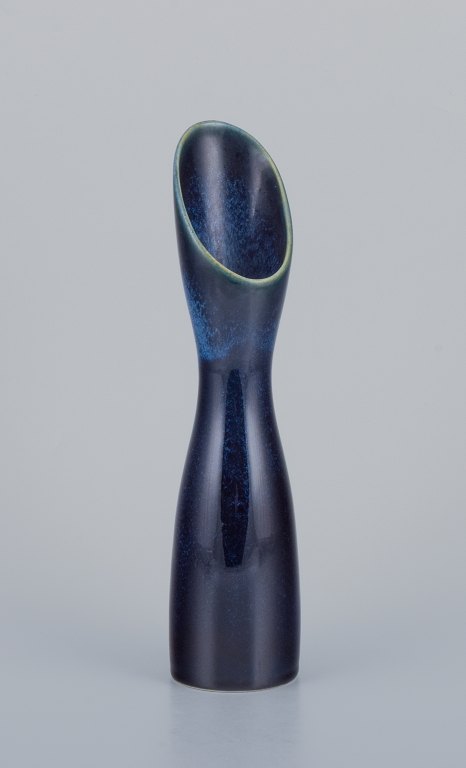 Stig Lindberg for Gustavsberg.Modernist ceramic vase, glaze in blue shades.