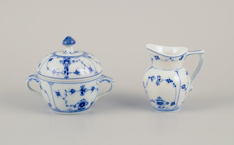 Royal Copenhagen Blue Fluted Plain.Creamer and sugar bowl.