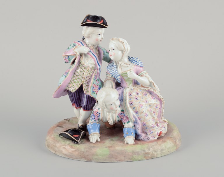 Meissen, Tyskland.Stor og imponerende figurgruppe af adelsfamilie.