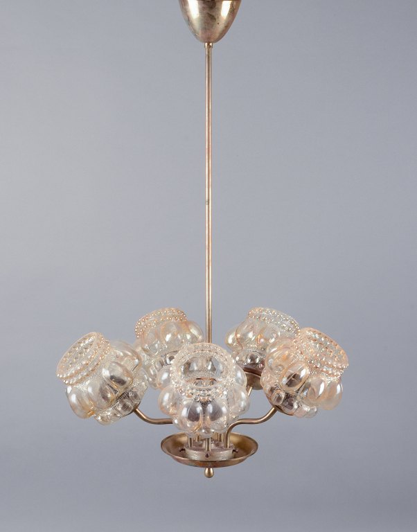 Helena Tynell.Five-armed ceiling lamp in brass.