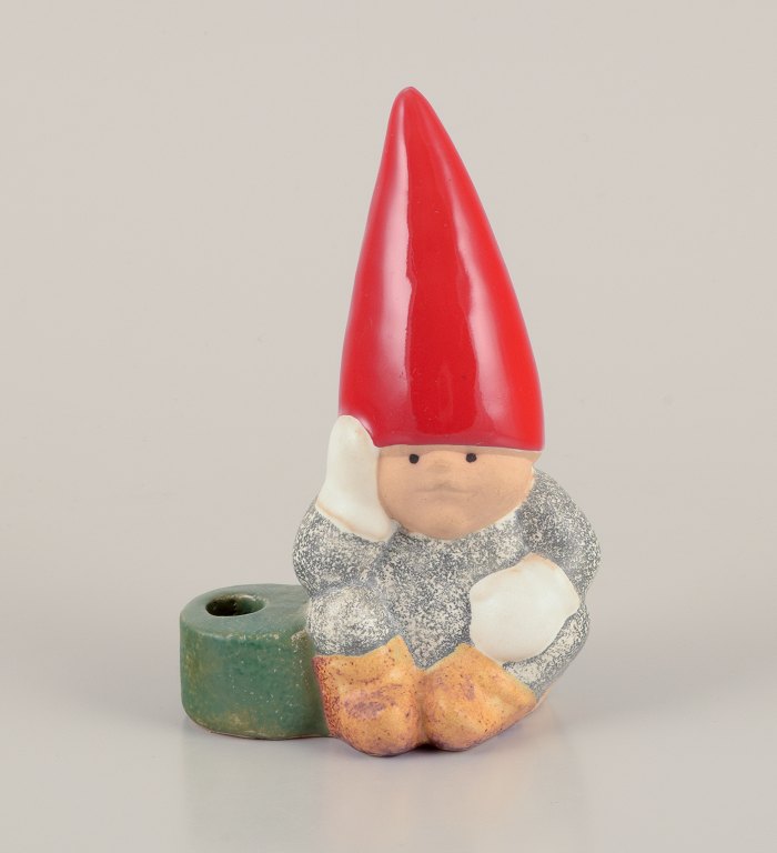 Lisa Larson for Gustavsberg.Candlestick holder. Sitting elf.