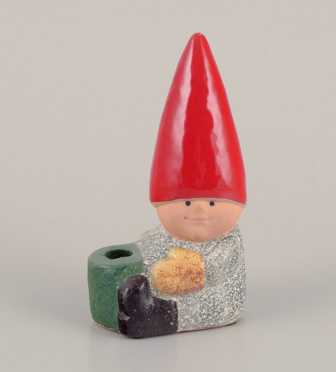 Lisa Larson for Gustavsberg.Candlestick holder. Sitting elf.