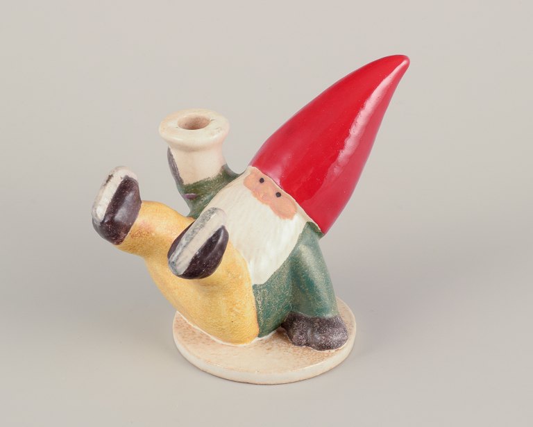 Lisa Larson for Gustavsberg.Candlestick holder. Elf on skates.