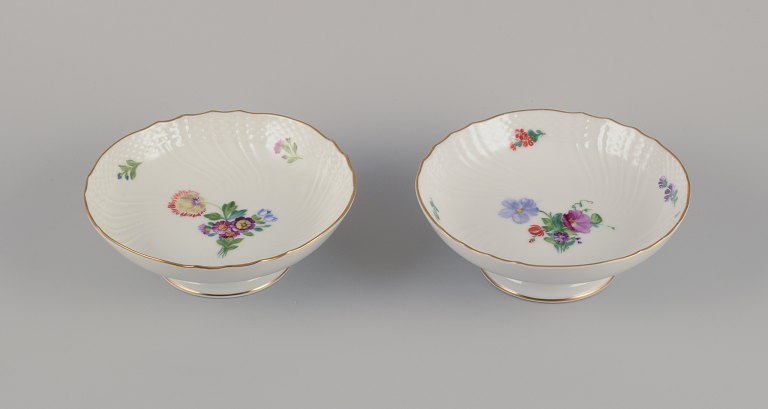 Royal Copenhagen Saksisk Blomst.To opsatser i porcelæn.