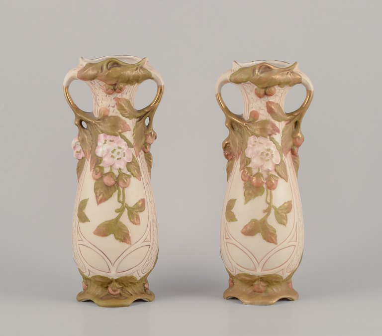 Royal Dux, Czech Republic.A pair of Art Nouveau vases in porcelain.