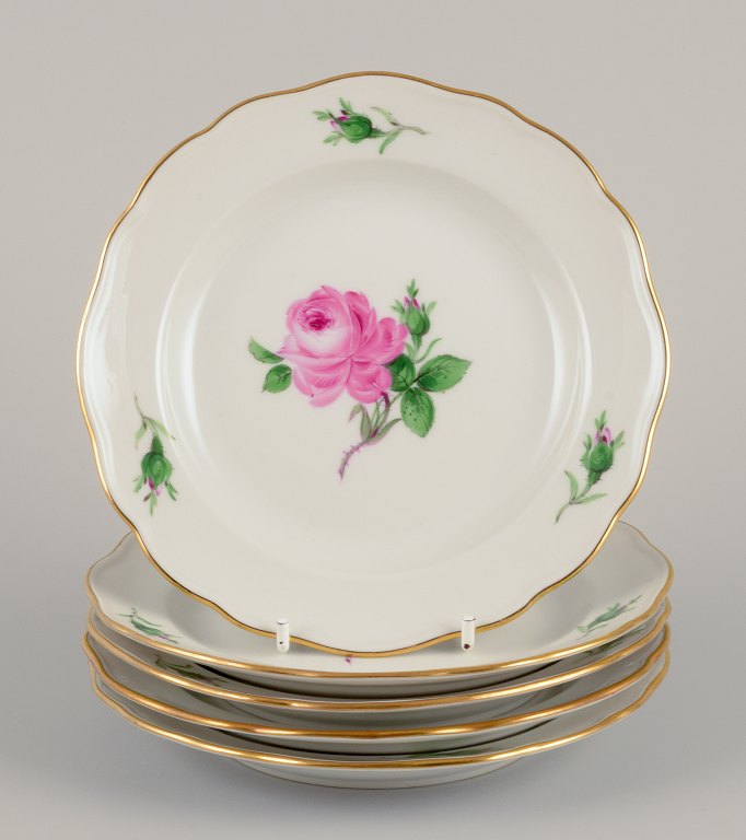 Meissen, Germany.Five "Pink Rose" plates.