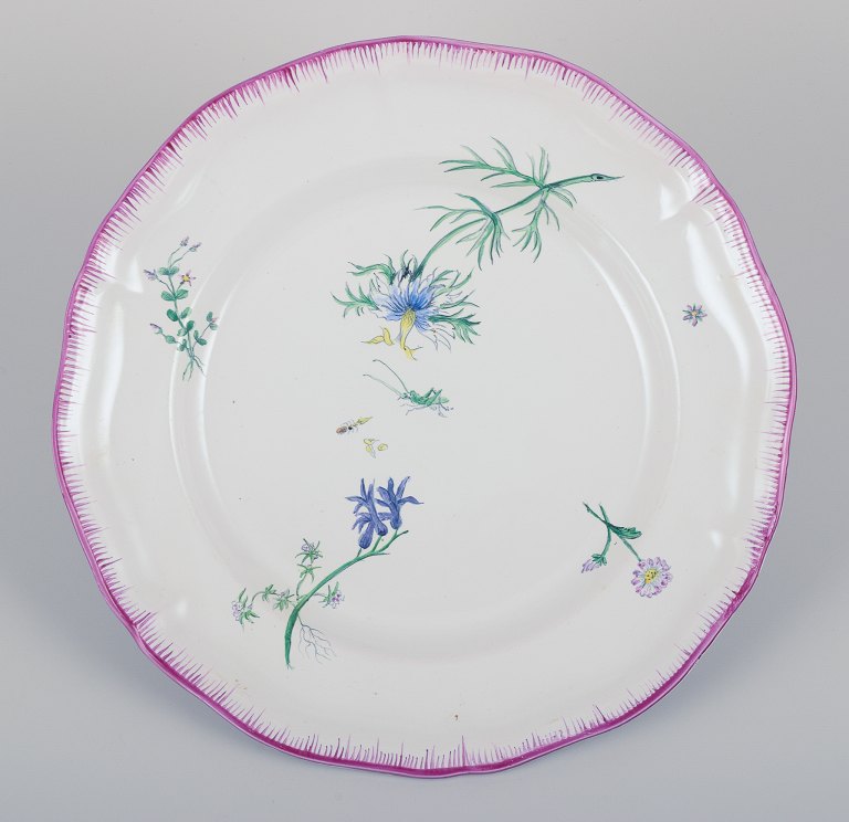 Emile Gallé (1846-1904), French glass artist and designer, for St. Clement, Nancy, France.Antique plate in hand-painted faience.