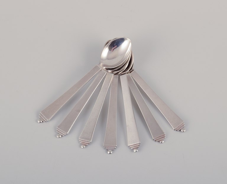 Georg Jensen Pyramid.Seven demitasse spoons in sterling silver.
