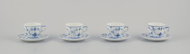 Royal Copenhagen Blue Fluted Plain.A set of four coffee cups with saucers.