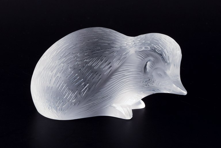 René Lalique (1860-1945), France.Hedgehog in clear art glass. Rare figure.