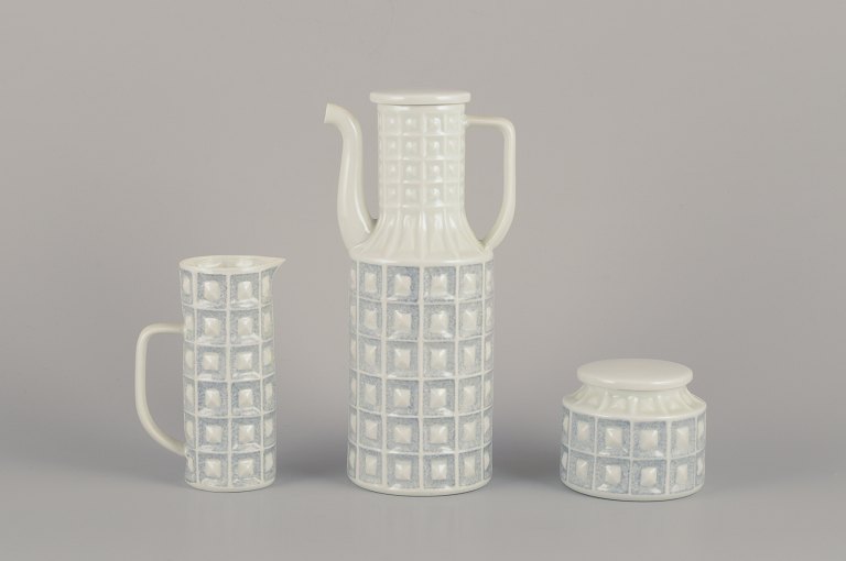 "Castro", Spain. Coffee pot, sugar bowl, and creamer in porcelain.