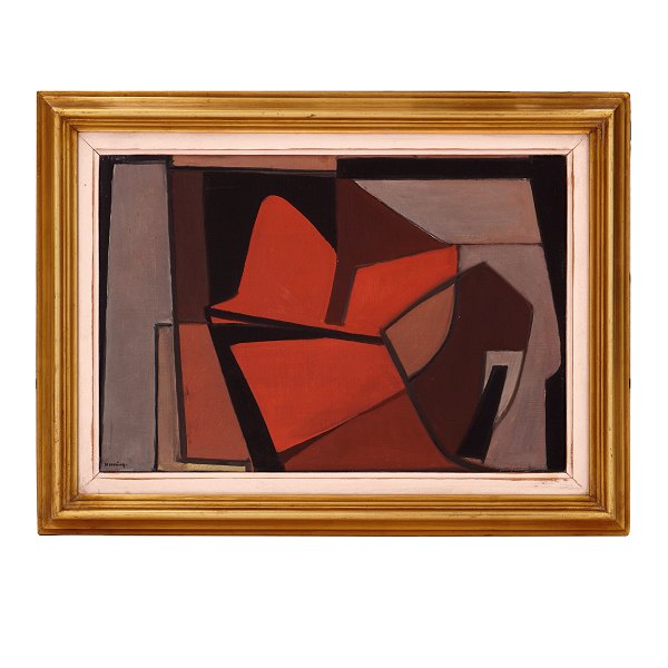 Preben Hornung, 1919-89, Denmark, oil on canvas. Composition signed and dated May 1950. Visible size: 28x41cm. With frame: 40x52cm