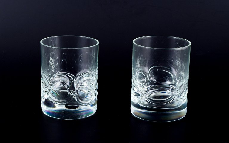 Holmegaard, two whiskey glasses in clear art glass.Heavy glass of high quality.