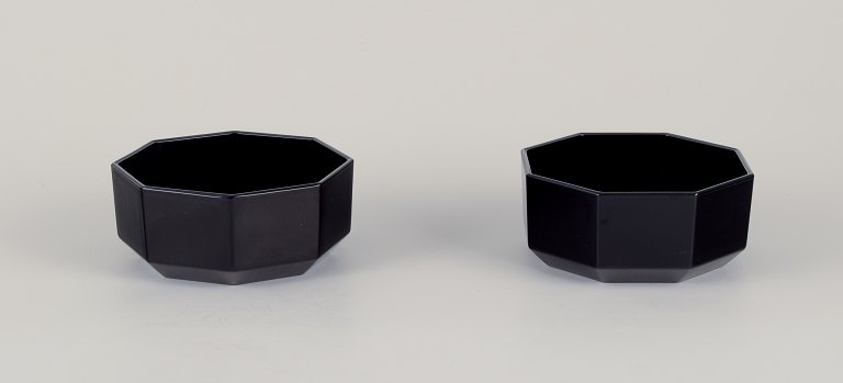 Arcoroc, France.Two octagonal bowls in black glass.