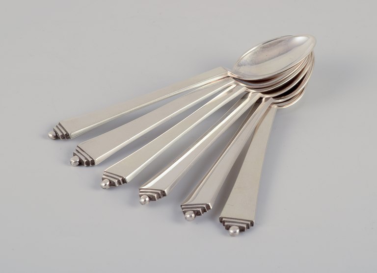 Georg Jensen Pyramid.Six teaspoons in sterling silver.